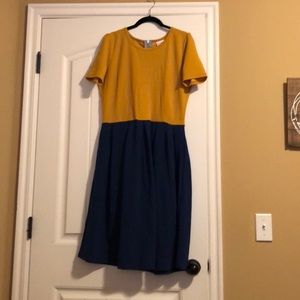 Lularoe Amelia (yellow and navy)